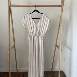 American Eagle neutral striped jumpsuit